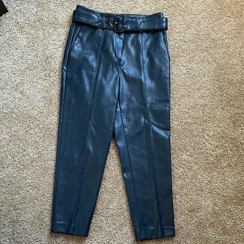 Ann Taylor Midnight Blue Cropped Pants with Belt - Picture 1 of 5